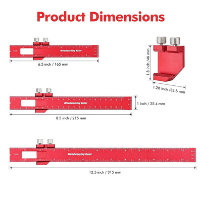 Woodworking Ruler Set - 3 PCS