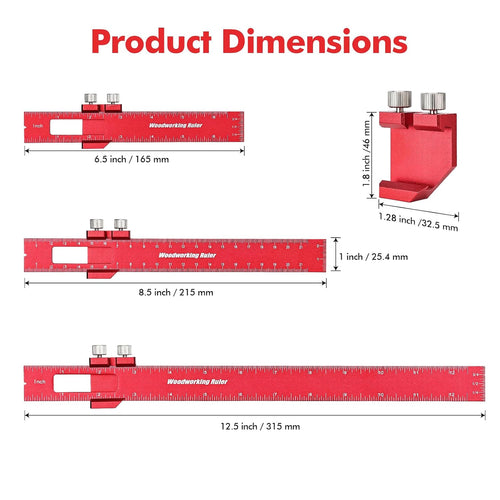 Woodworking Ruler Set - 3 PCS